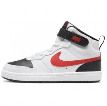 Nike Kids Court Borough Mid 2 White with Red & Black Accents