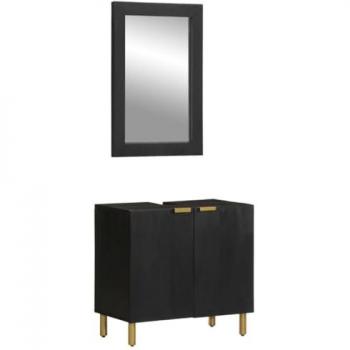 VidaXL Black Engineered Wood 2 Piece Bathroom Furniture Set