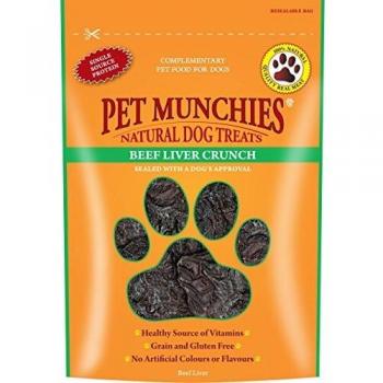 Human Grade Food Pet Munchies Beef Liver Crunch Natural Dog Treats 90g Pack