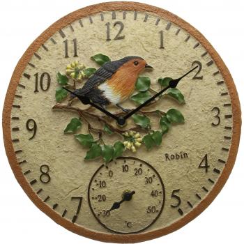 Vogelglück Gartenklok 30 cm, integriertes Thermometer