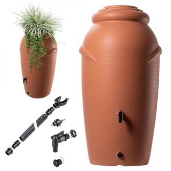 Conteneur d'eau de pluie KADAX 210L avec pots en terre cuite