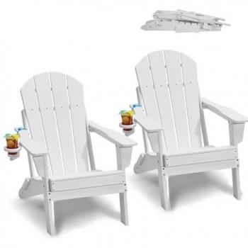 VEVOR Portable Adirondack Chairs with Relaxing Arms Set of 2