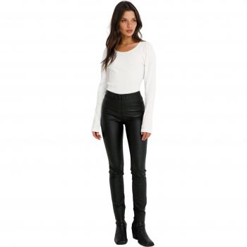Kaffe Hose aus Kunstleder Ada Coated 10501626 Schwarz Slim Fit
