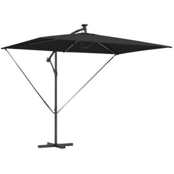 Sombrilla de patio tipo plátano negra 294x200 cm