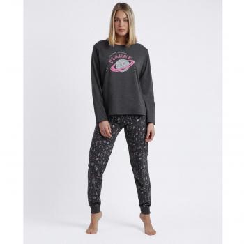 Admas Pijama de manga larga para mujer gris