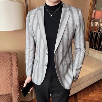 Chaqueta de verano de algodón y lino para hombre, traje de negocios con rayas, abrigo de ocio para novio, tamaño grande 4XL