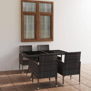 Set de cuisine extérieure 5 p. – Table et chaises résine tressée gris anthracite