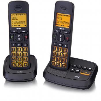 Switel DCT59072 Wizard Duo Schnurlostelefon mit Anrufbeantworter beleuchtet schwarz