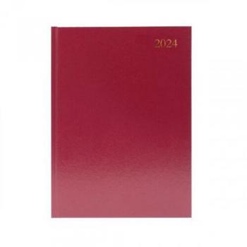 Desk Diary 2 Days Per Page A4 Burgundy 2024 KFA42BG24 KFA42BG24