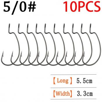 ZURYP anzuelo de manivela ancha, 10 piezas, acero al carbono, con púas para pesca de carpa