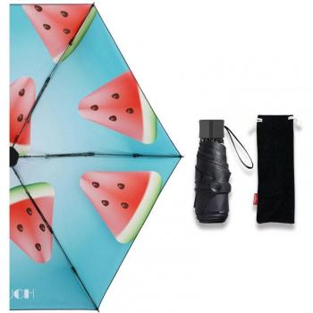 Winddichter Mini Regenschirm mit Wassermelonenmotiv