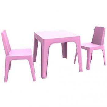 Mobilier Enfant Julieta 2 Chaises + 1 Table Rose Sombre