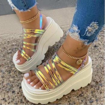 Women’s Mid Heel Back Strap Platform Wedge Sandals