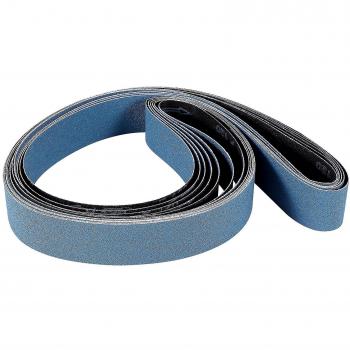 Ensemble de 6 bandes abrasives en zircone 120 grains, dimensions 2 x 180 cm, polissage métallique