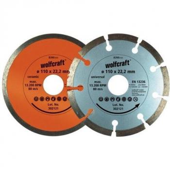 Set de 2 discos diamantados de corte. ø 110mm 8390000 wolfcraft