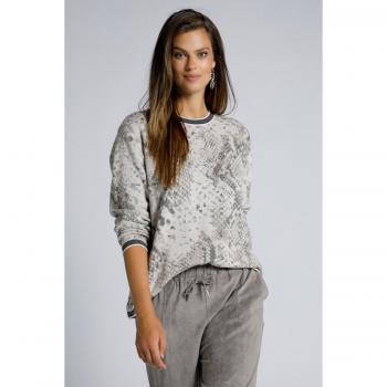 Maglione con fantasia pitonata e scritta LOVE, scollo a girocollo, maniche lunghe, Donna, Marrone, Taglia: 64/66, Cotone, Ulla Popken