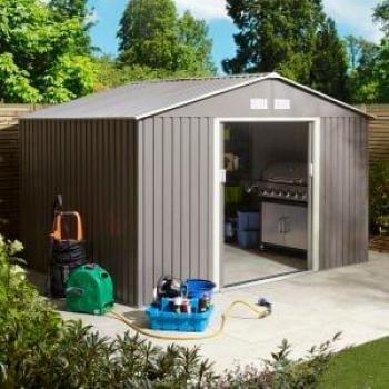 Light Grey Trentvale 10ft x 8ft Metal Apex Storage Shed with Flooring