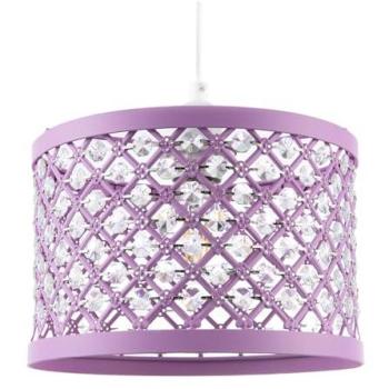 Modern Lavender Chic Pendant Shade in Lilac, Matte Metal with Clear Acrylic Beads