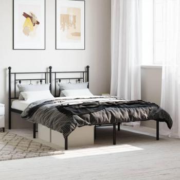 Letto in Metallo Nero con Testiera 140x200 cm