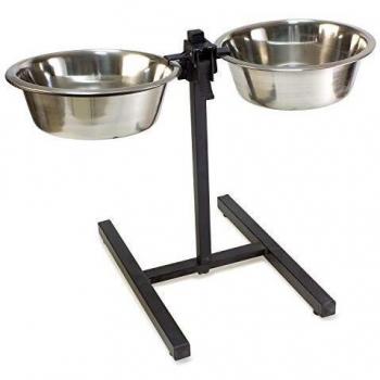 Soporte inoxidable para 2 comederos o bebederos