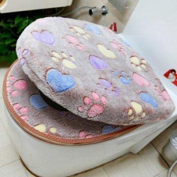 Funda de inodoro de lujo, cubierta suave y cálida de terciopelo coralino con cremallera, estuche impermeable para baño (una/dos piezas) SWZ052