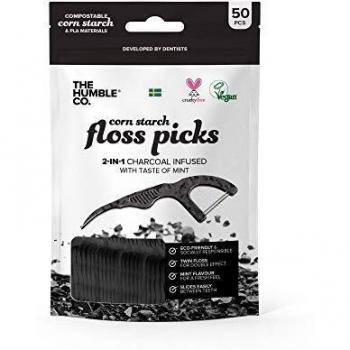 The Humble Co. Charcoal Dental Floss Picks 50 count