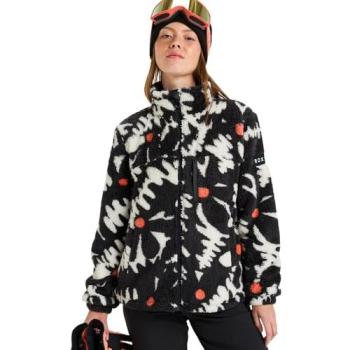Roxy Giacca di Pile Funzionale Alabama, Colore Nero, Stampa Big Flower
