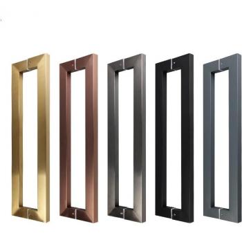 Square Glass Door Handle 600MM Light Rose Gold