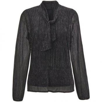 Blouse raffinée à col lavallière en tissu brillant