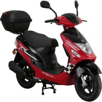Alpha CityLeader 50 cc Motorroller – Rot, 45 km/h, EURO 5, mit Topcase