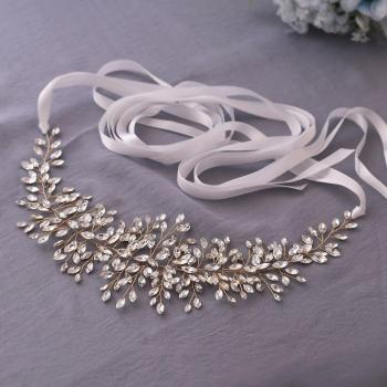 Cinturón de Novia con Diamantes de Imitación en Oro