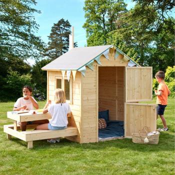 Maisonnette en bois Tiana avec table de pique-nique pour enfants