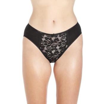Three‑Pack Lace Front Hi‑Leg Briefs in Black (Size 12)