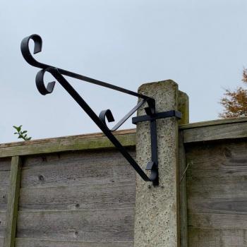 Black Ornate Hanging Basket Brackets for Concrete Fences