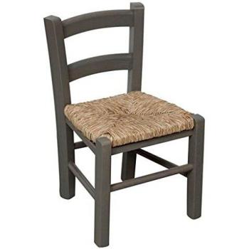 Legno Faggio Sedia Baby Confinata Grigia con Paglia