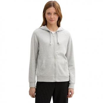 Tom Tailor Denim Damen Sweatjacke, grau, Uni, Gr. L