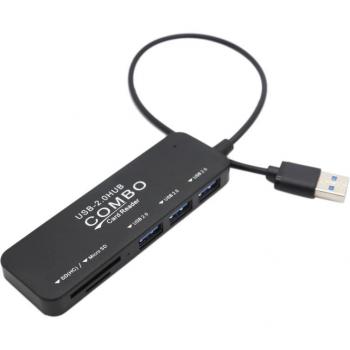 Divisor USB 5 Puertos con Lector de Tarjetas Integrado