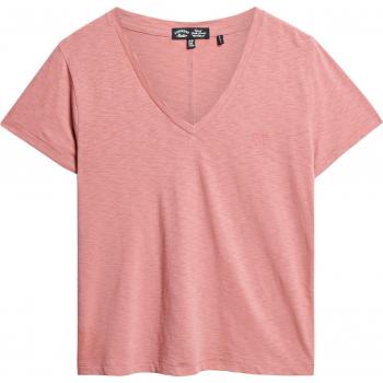 Camiseta rosa Superdry con cuello de pico para mujer