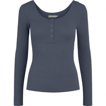Pieces Langarmshirt PCKITTE mit Knopf vorne in Blau, Größe XXL