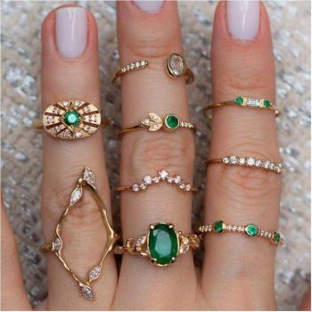 Punk Resin Stone Midi Finger Rings Set for Women
