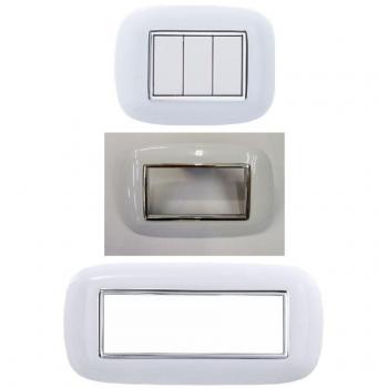 Placca Ovale Interruttori 3-4-6 Colore Bianco per Bticino Axolute