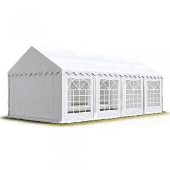 Tente de jardin 3x8 m, PVC, hauteur 2,0 m, blanche