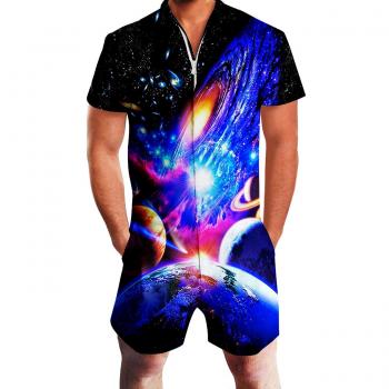 Goodstoworld Herren Strampler Galaxy, 3D‑Druck, Sommer, XL