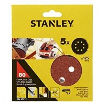 Stanley Hook and Loop Sanding Discs 125mm 80g Pack of 5