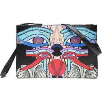 Cartera de piel con estampado de plantas