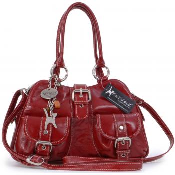 Mid-Size Red Faith Leather Top-Handle Convertible Bag