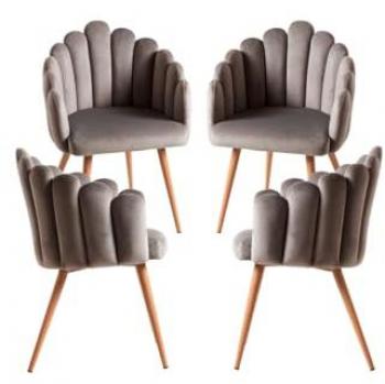 Sillones Main Pack 4, terciopelo en tono gris oscuro
