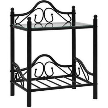 Sonata Side Table, Black Steel and Tempered Glass