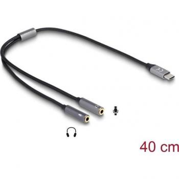 Adaptador DELOCK 66616: USB‑C a 2 Conectores Jack 24 bit/96 kHz