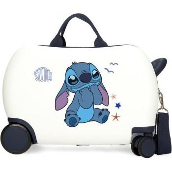 Maleta Disney 2 Ruedas Multidireccionales Stitch 24L Blanca